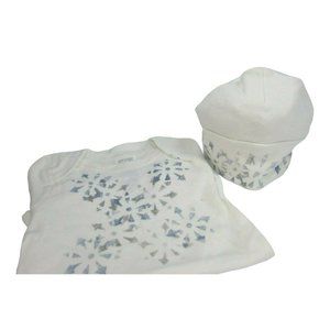 Handpainted Boy Girl 1 Piece Snowflakes Matching Hat Cap Small 13 -18 lbs 29926